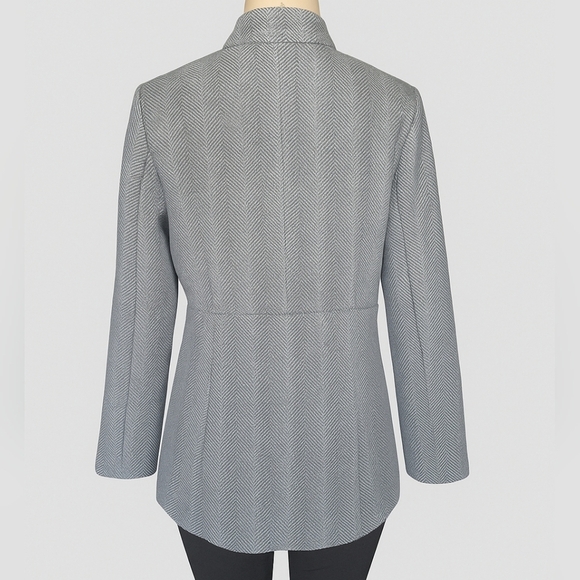 L. Michele Jacquard Chevron Slim Collared Fitted Blazer - Picture 2 of 5